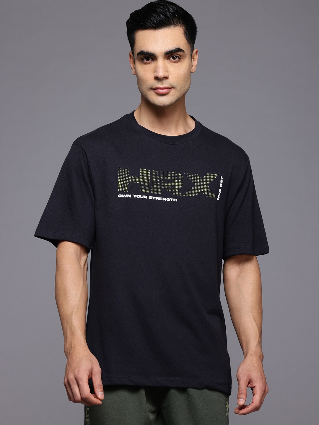 

HRX by Hrithik Roshan Brand Logo Printed Training T-shirt, Black