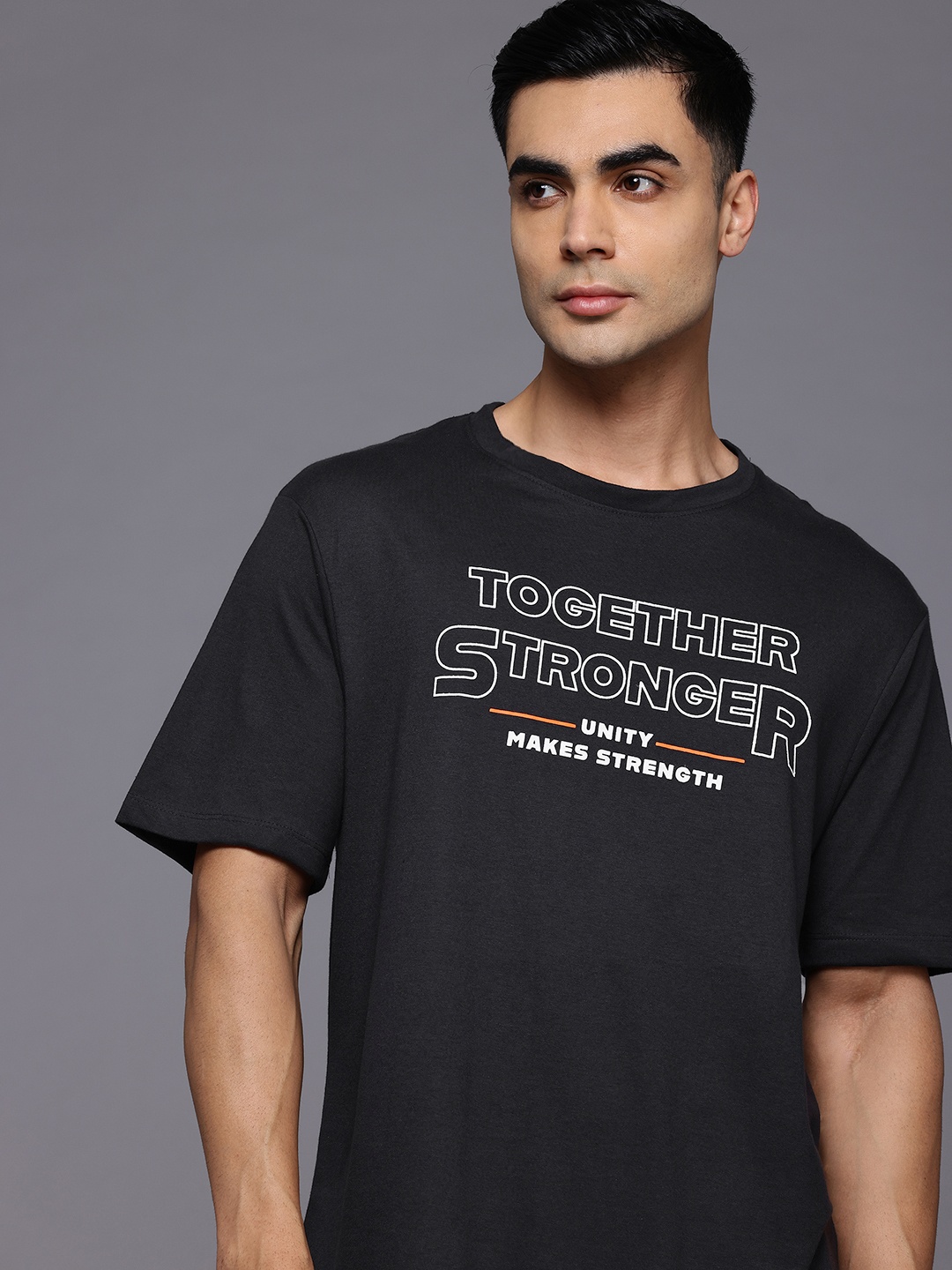 

HRX by Hrithik Roshan Typography Printed Training T-shirt, Black