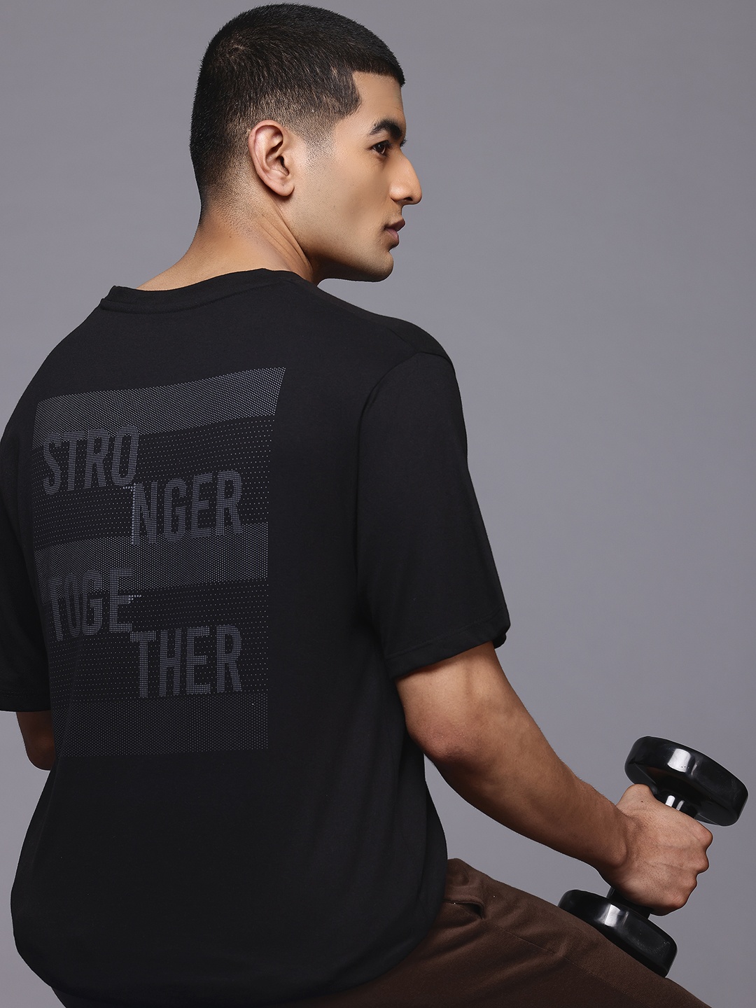 

HRX by Hrithik Roshan Typography Print Training T-shirt, Black