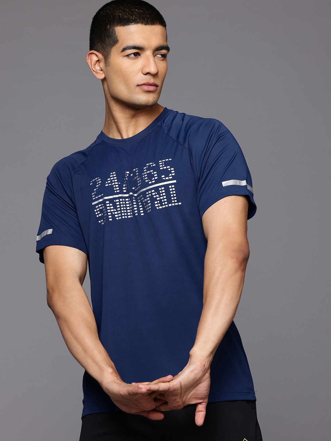 

HRX by Hrithik Roshan Printed Extended Sleeves Training T-shirt, Navy blue