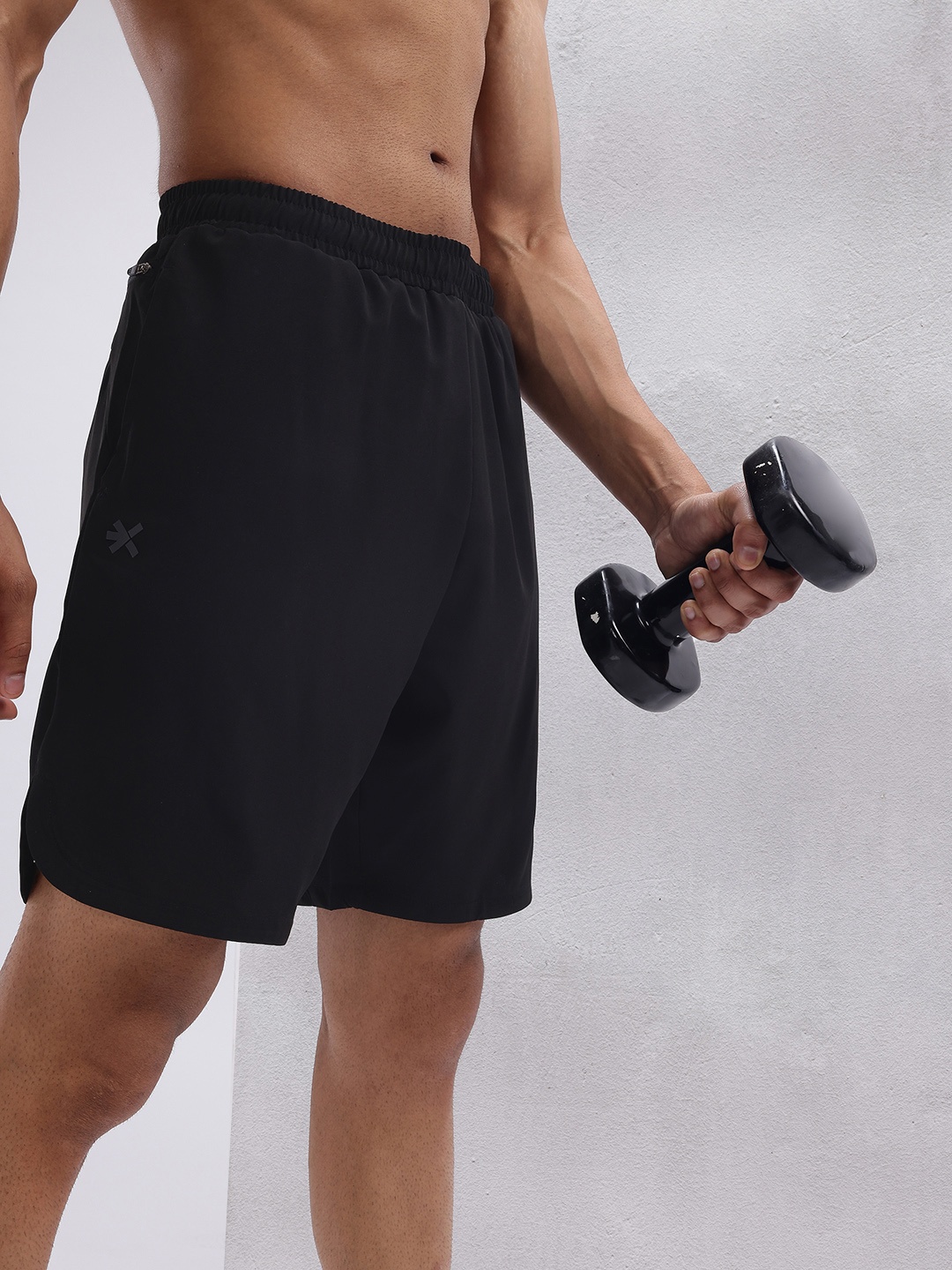 

HRX by Hrithik Roshan Men Brand Logo Print Detail Mid-Rise Training Shorts, Black