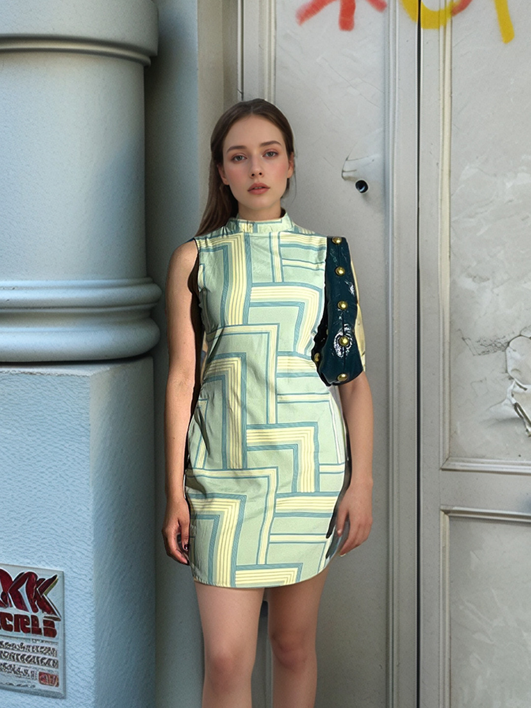 

Stylecast X Hersheinbox Geometric Print A-Line Mini Dress, Blue