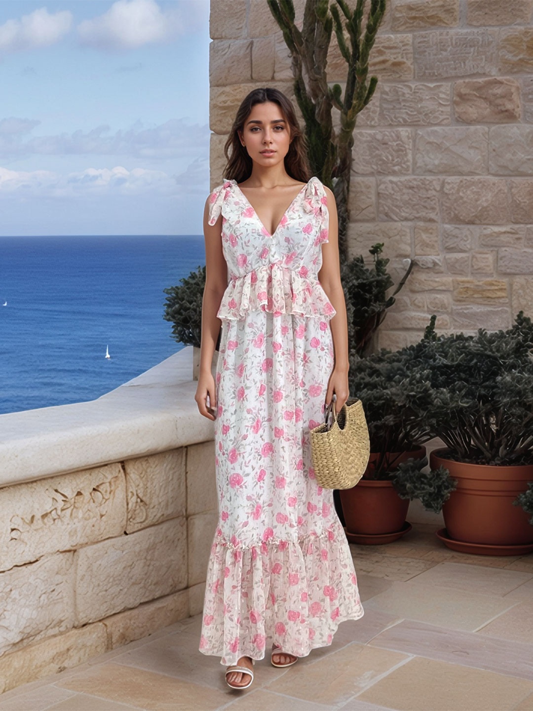 

Stylecast X Hersheinbox Floral Printed A-Line Maxi Dress, Pink