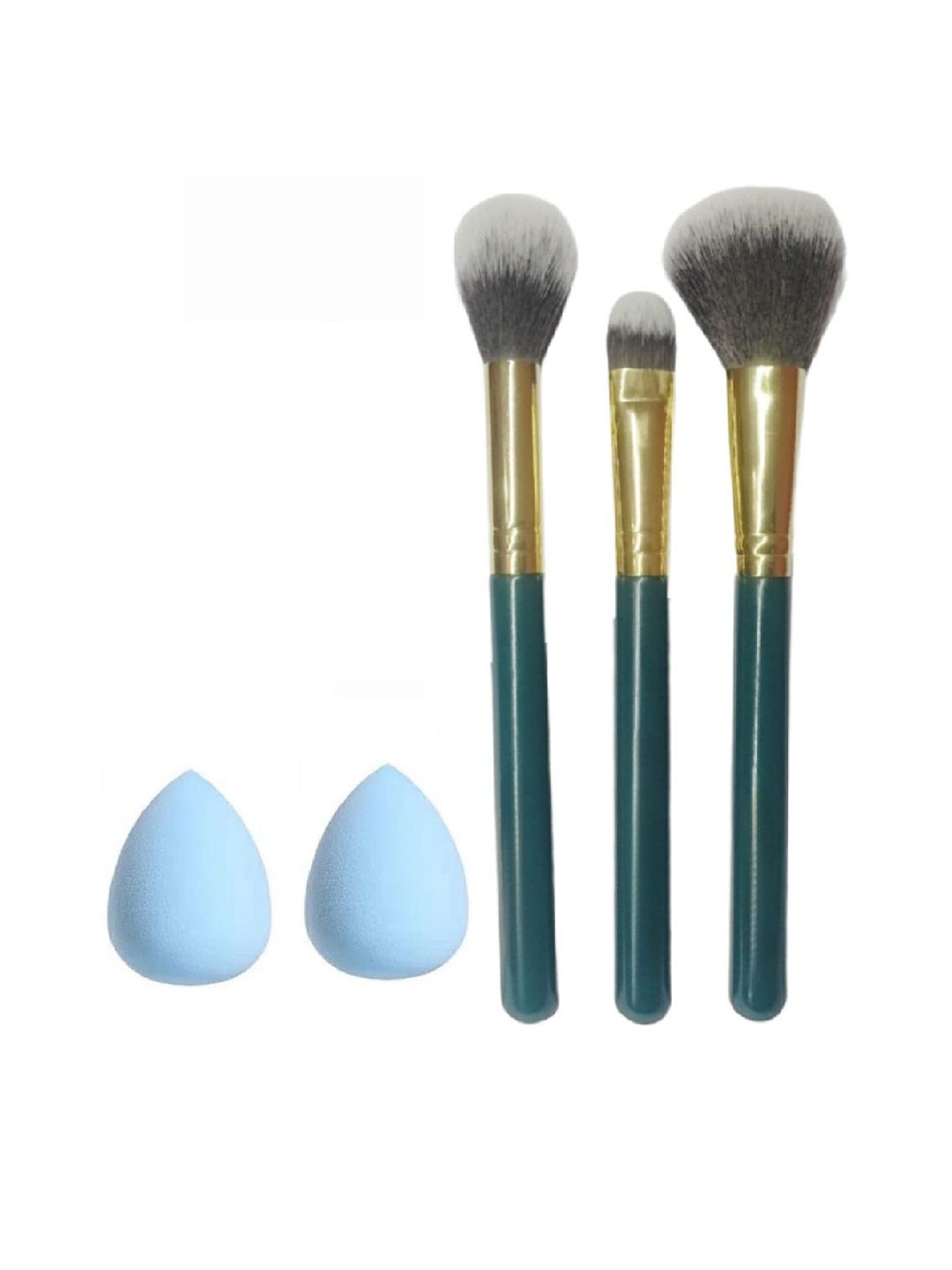 

Facejewel Set Of 5 Makeup Brush With Blender Puff, Blue