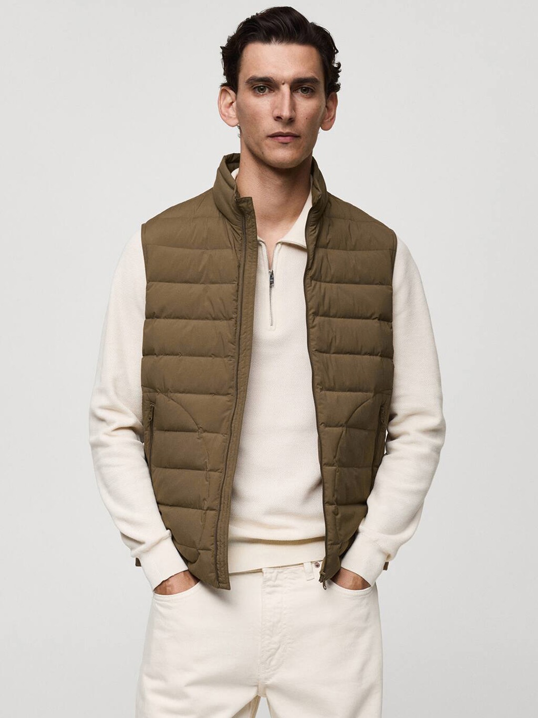 

MANGO MAN Water-Repellent Gilet, Brown