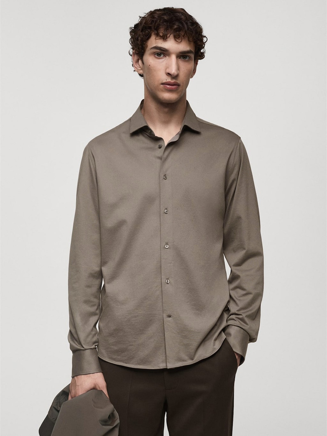 

MANGO MAN Crease-Resistant Shirt, Taupe