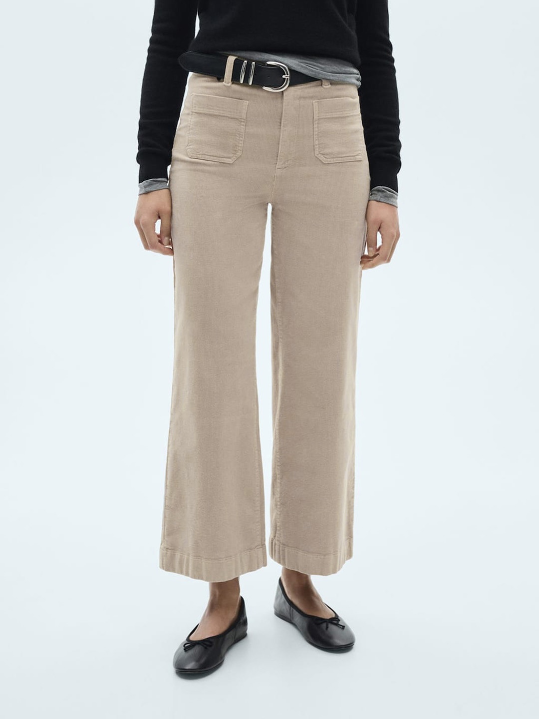 

MANGO Women Catherin Culotte Corduroy Trousers, Beige