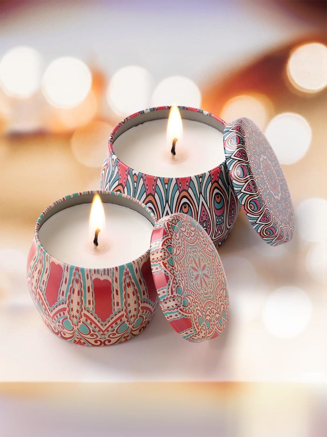 

andMe White & Red 2 Pieces Printed Jar Candle