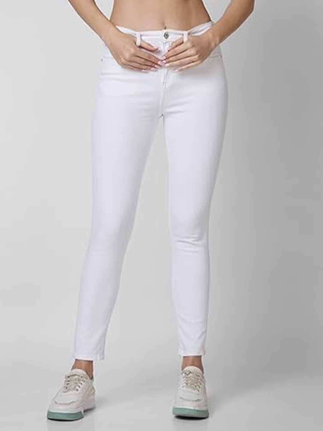 

MM-21 Women Jean Cotton Mid-Rise Skinny Fit Stretchable Jeans, White
