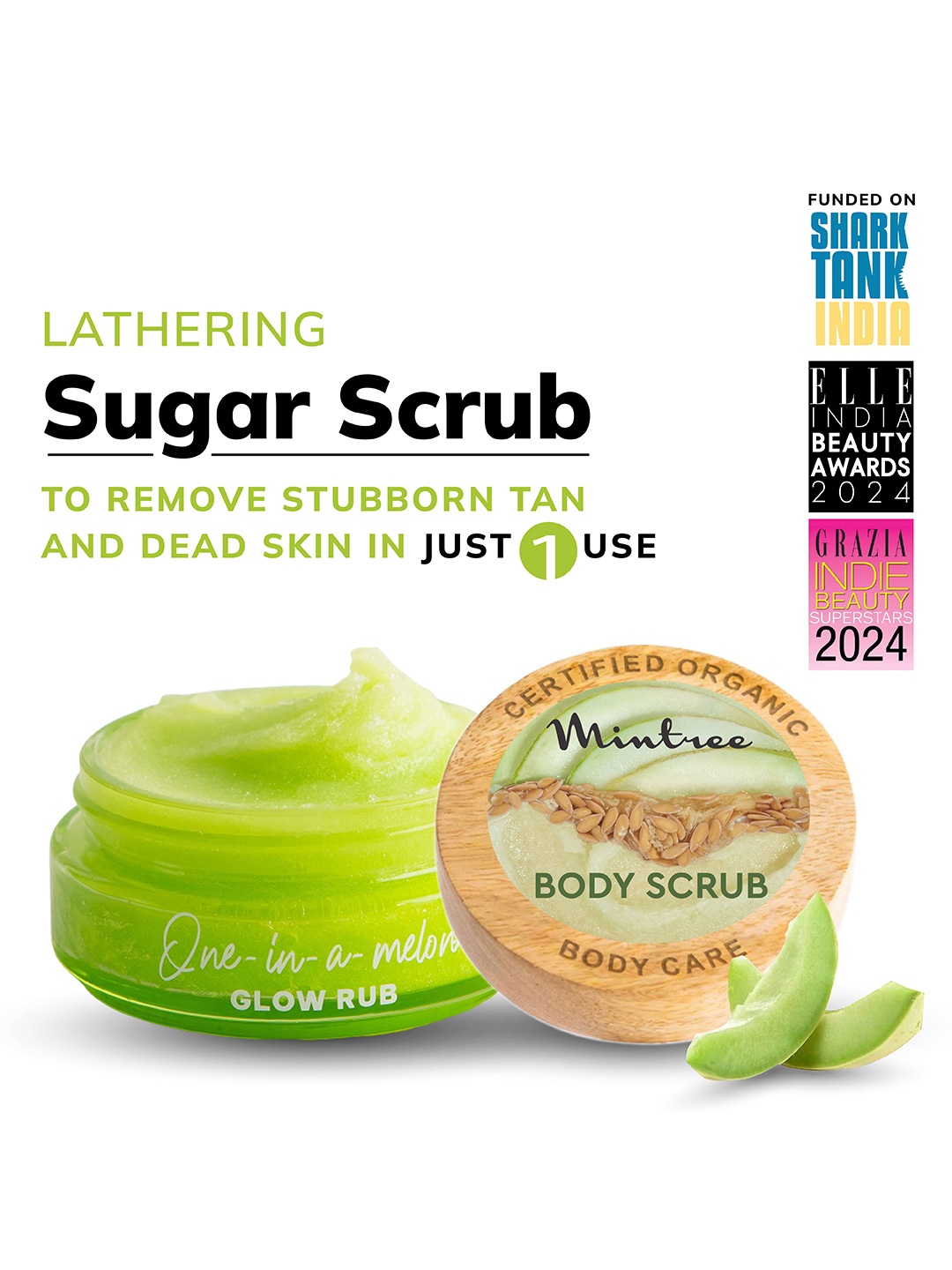 

Mintree One-in-a-Melon Glow Rub Body Scrub With Saffron - 150 g, Green