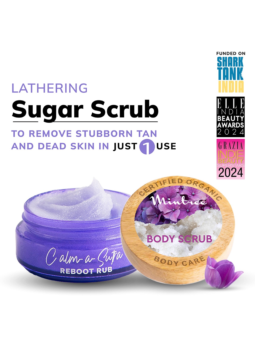 

Mintree Calm A Sutra Reboot Rub Organic Brightening Body Scrub With Ceramide - 150g, Purple