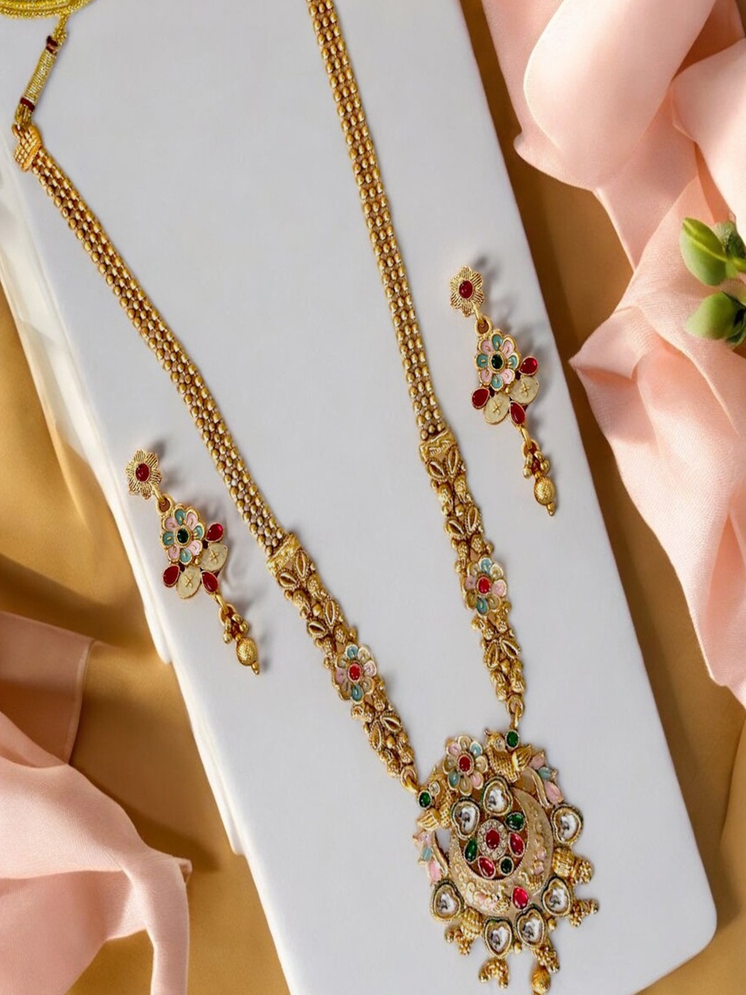 

AccessHer Gold-Plated Stone-Studded Necklace & Earrings