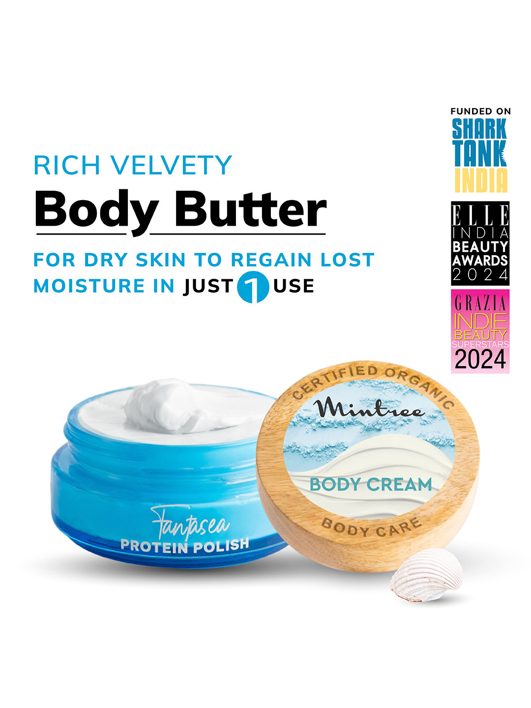 

Mintree Fantasea Protein Polish Body Butter For Dry Skin With Ceramides - 150g, Blue