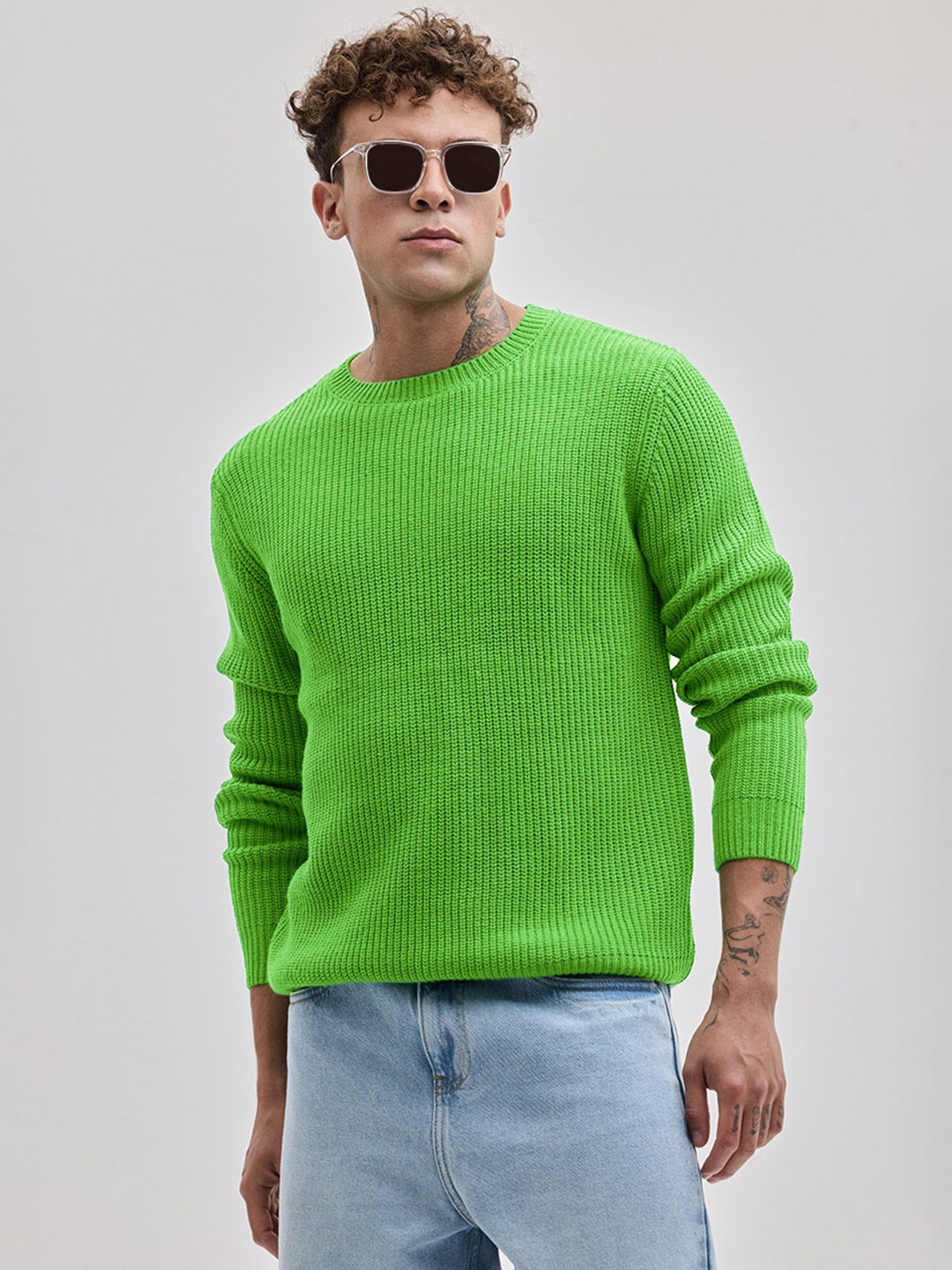 

Snitch Men Round Neck Pullover, Green