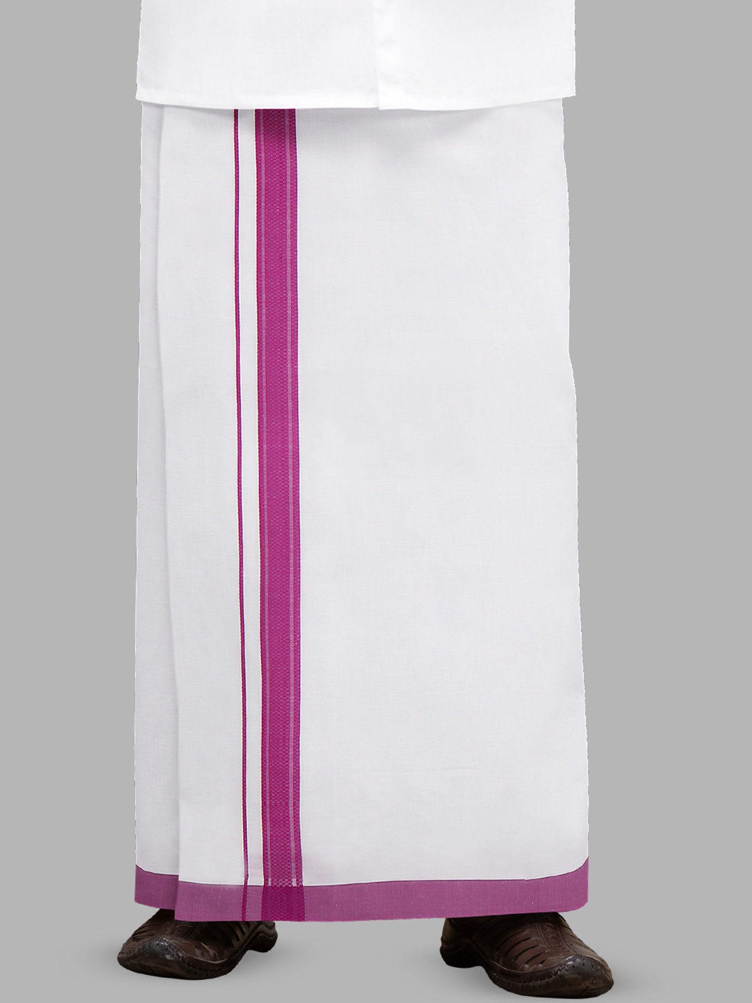 

Ramraj Men Adjustable Pocket Dhoti with Fancy Border, White