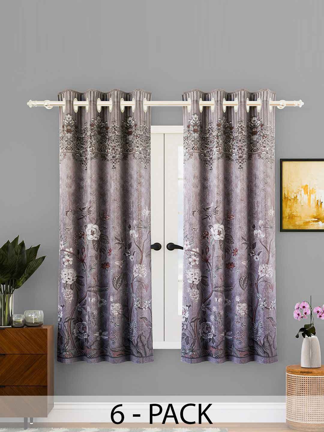 

Kuber Industries Brown 6 Pieces Printed Cotton Window Curtains