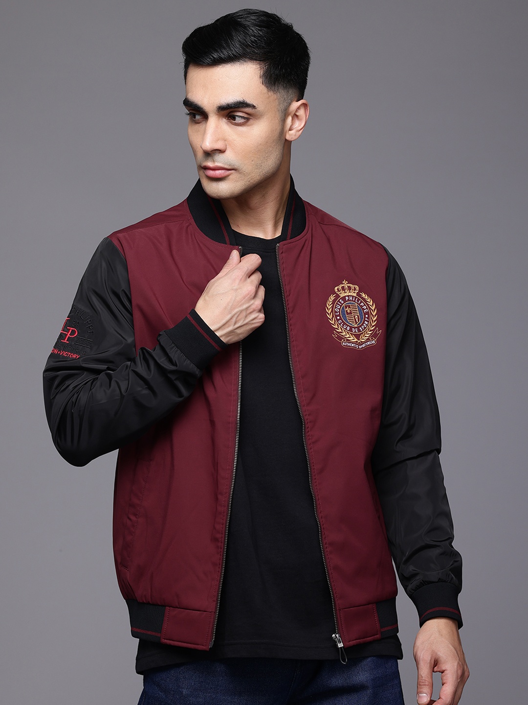 

Louis Philippe Sport Tailored Jacket with Embroidered Detail, Maroon