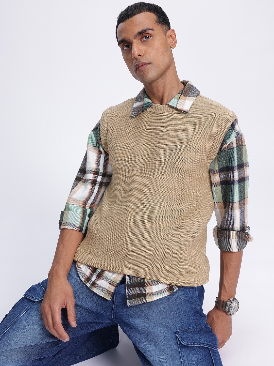 

glitchez Chill Vibe Sweater Vest, Beige
