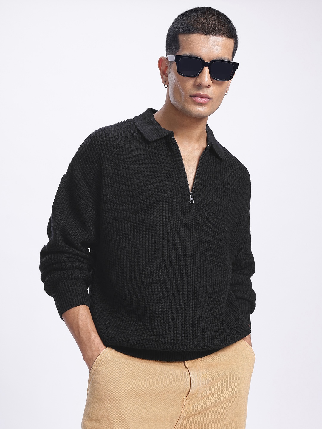 

glitchez Cozy Retreat Ribbed Sweater, Black