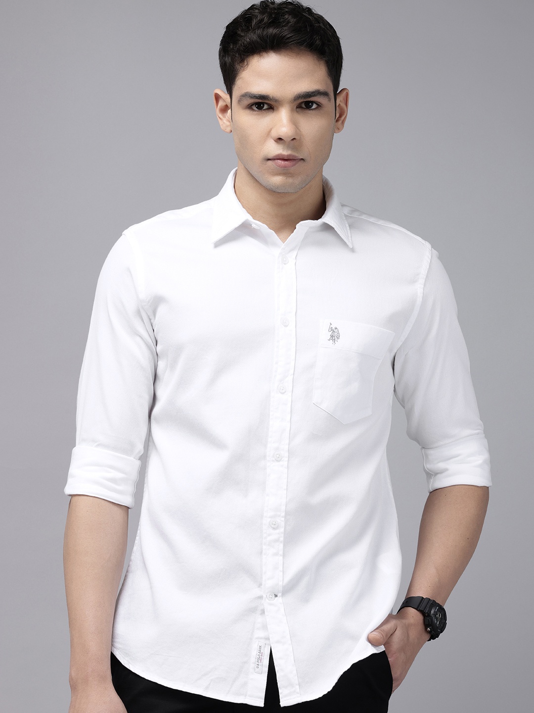 

U.S. Polo Assn. Pure Cotton Tailored Fit Opaque Casual Shirt, White