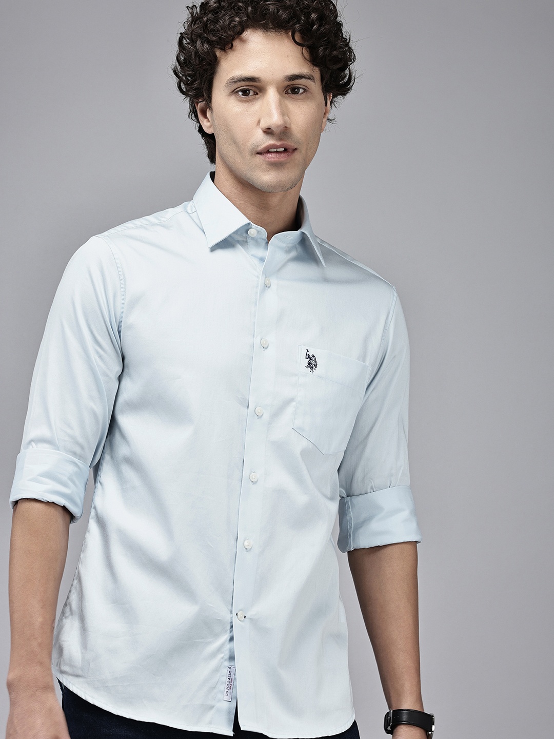 

U.S. Polo Assn. Tailored Fit Pure Cotton Casual Shirt, Blue