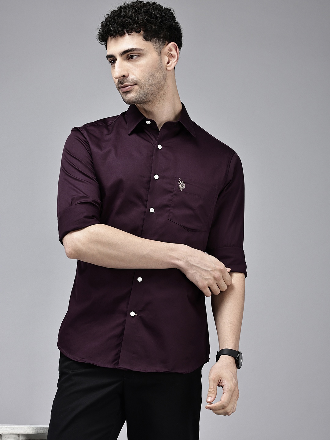 

U.S. Polo Assn. Tailored Fit Pure Cotton Casual Shirt, Burgundy