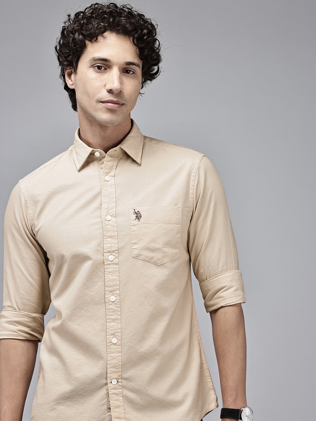 

U.S. Polo Assn. Tailored Fit Pure Cotton Casual Shirt, Beige