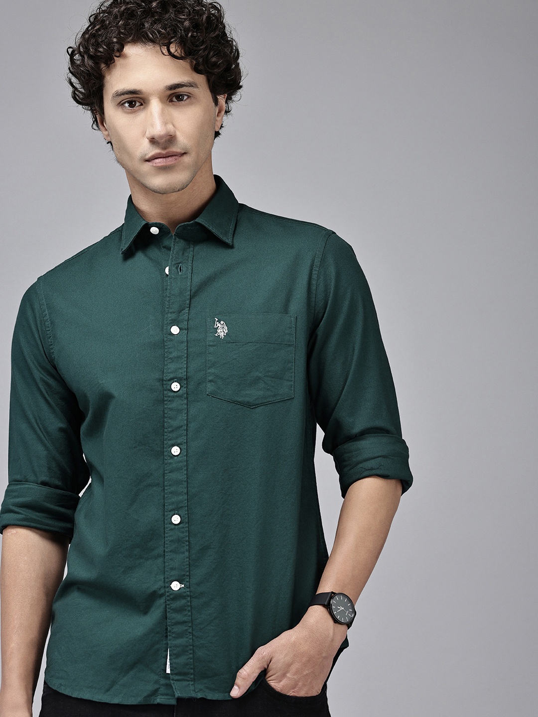 

U.S. Polo Assn. Pure Cotton Tailored Fit Opaque Casual Shirt, Green