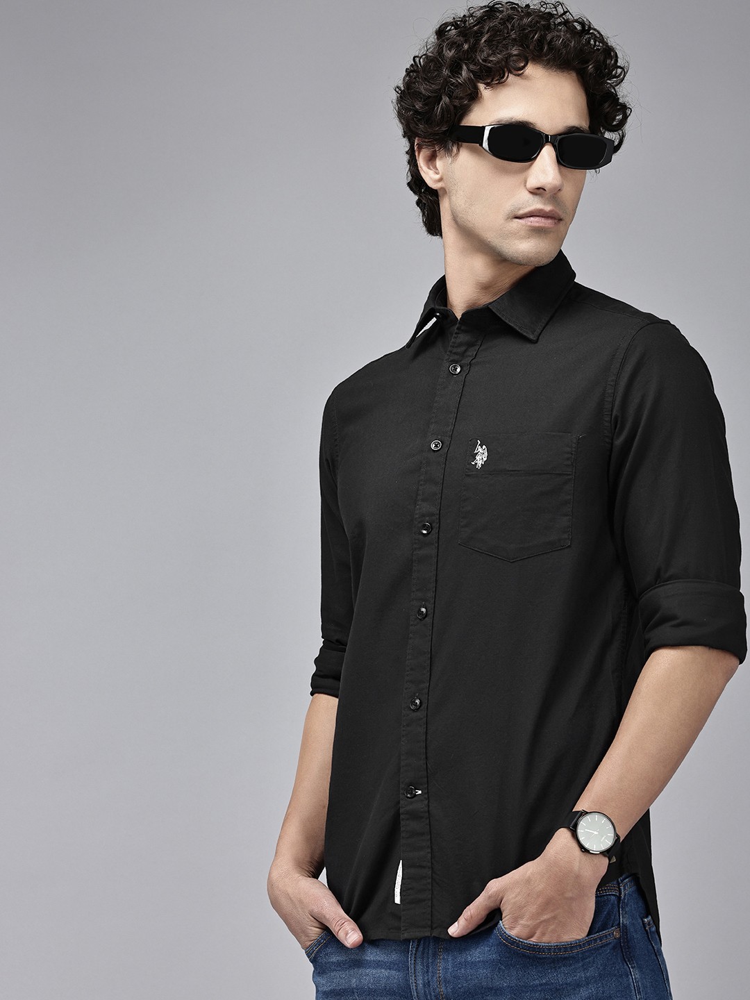 

U.S. Polo Assn. Pure Cotton Tailored Fit Opaque Casual Shirt, Black