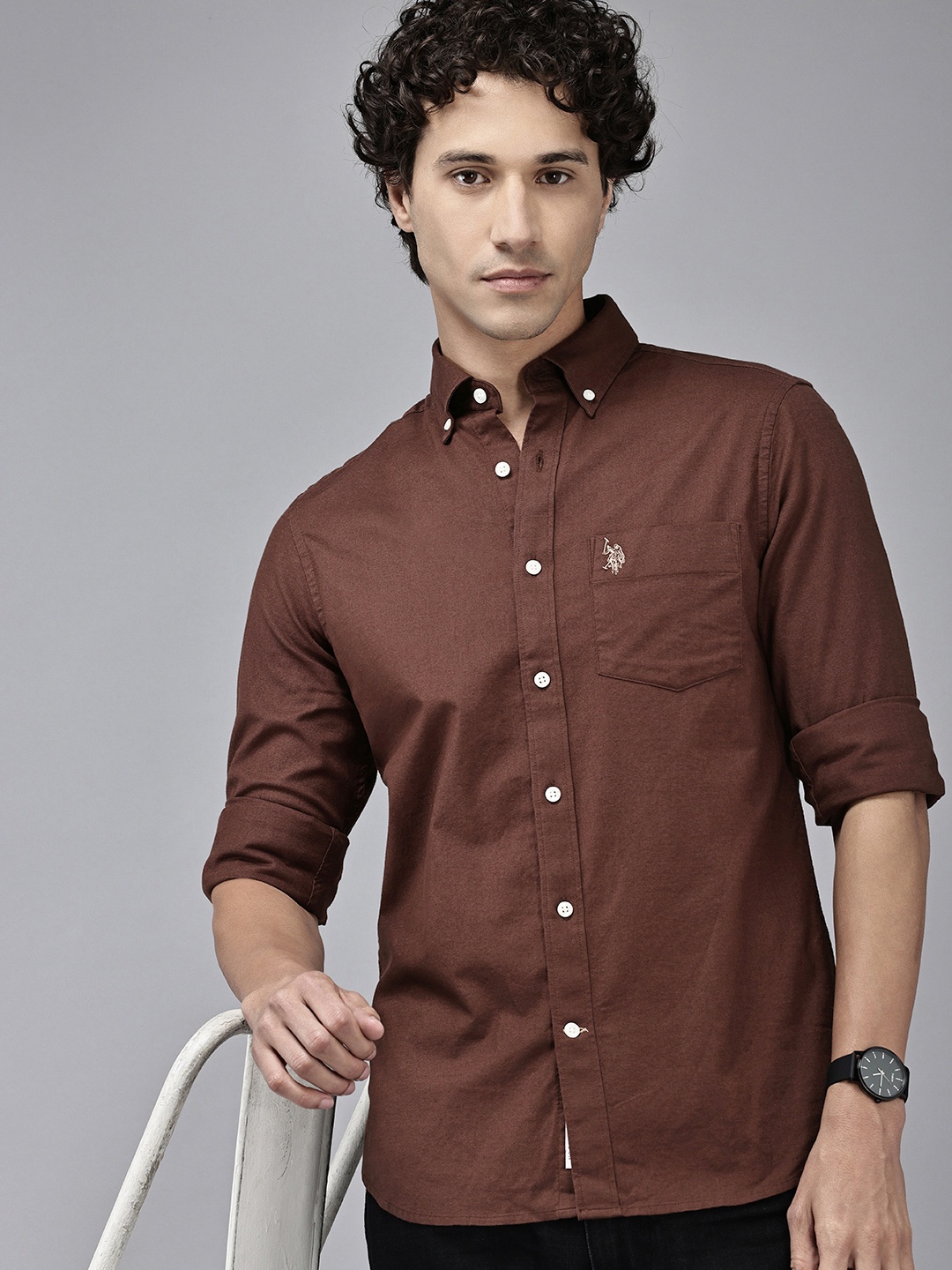 

U.S. Polo Assn. Tailored Fit Opaque Casual Shirt, Brown