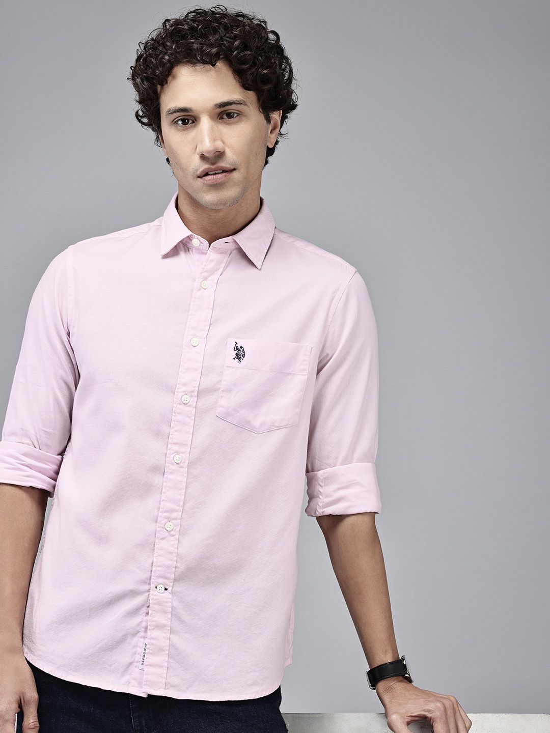 

U.S. Polo Assn. Tailored Fit Pure Cotton Casual Shirt, Pink