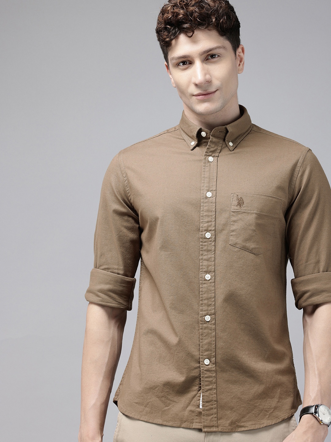 

U.S. Polo Assn. Tailored Fit Button-Down Collar Casual Shirt, Khaki