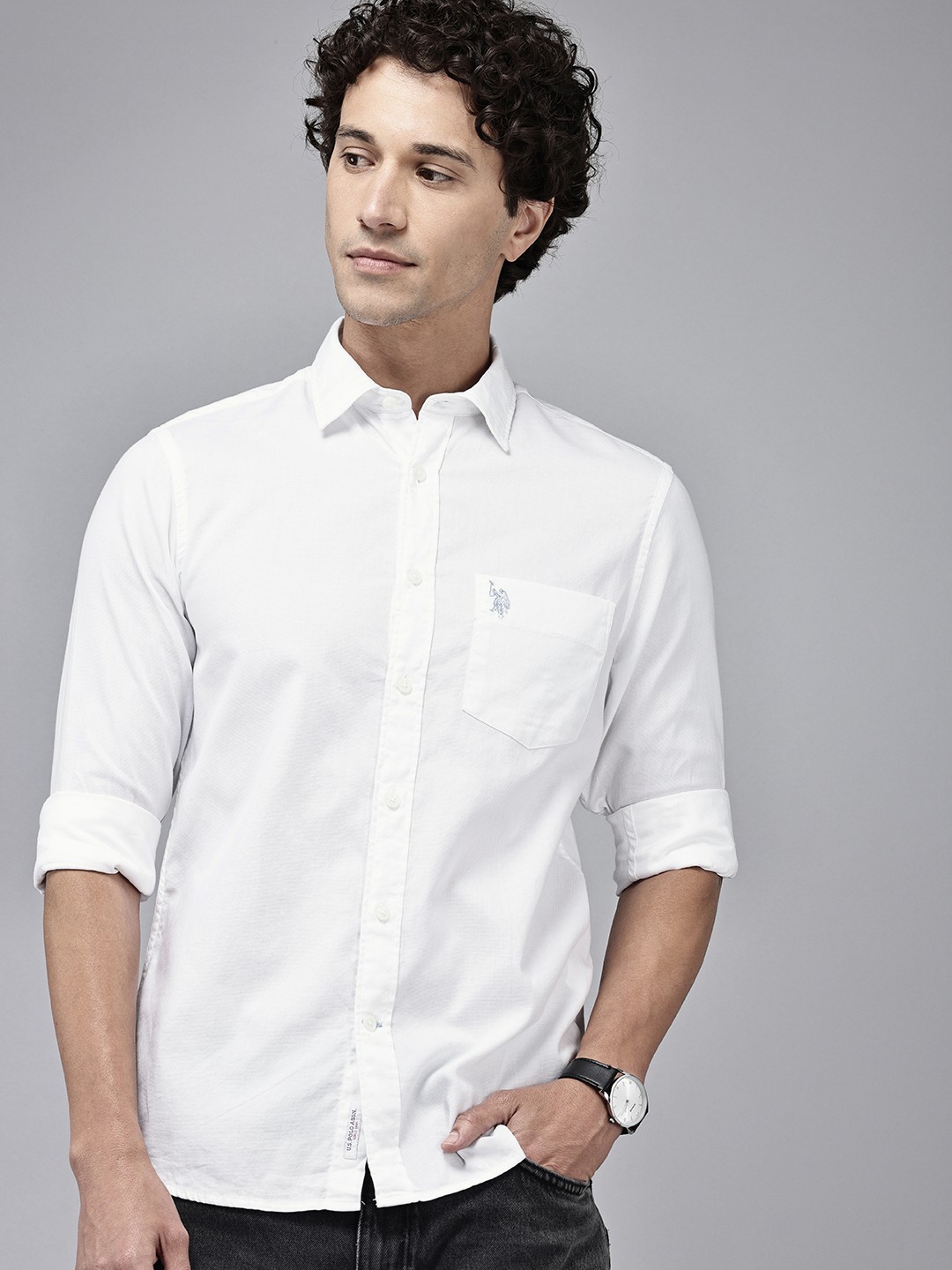 

U.S. Polo Assn. Tailored Fit Pure Cotton Casual Shirt, White