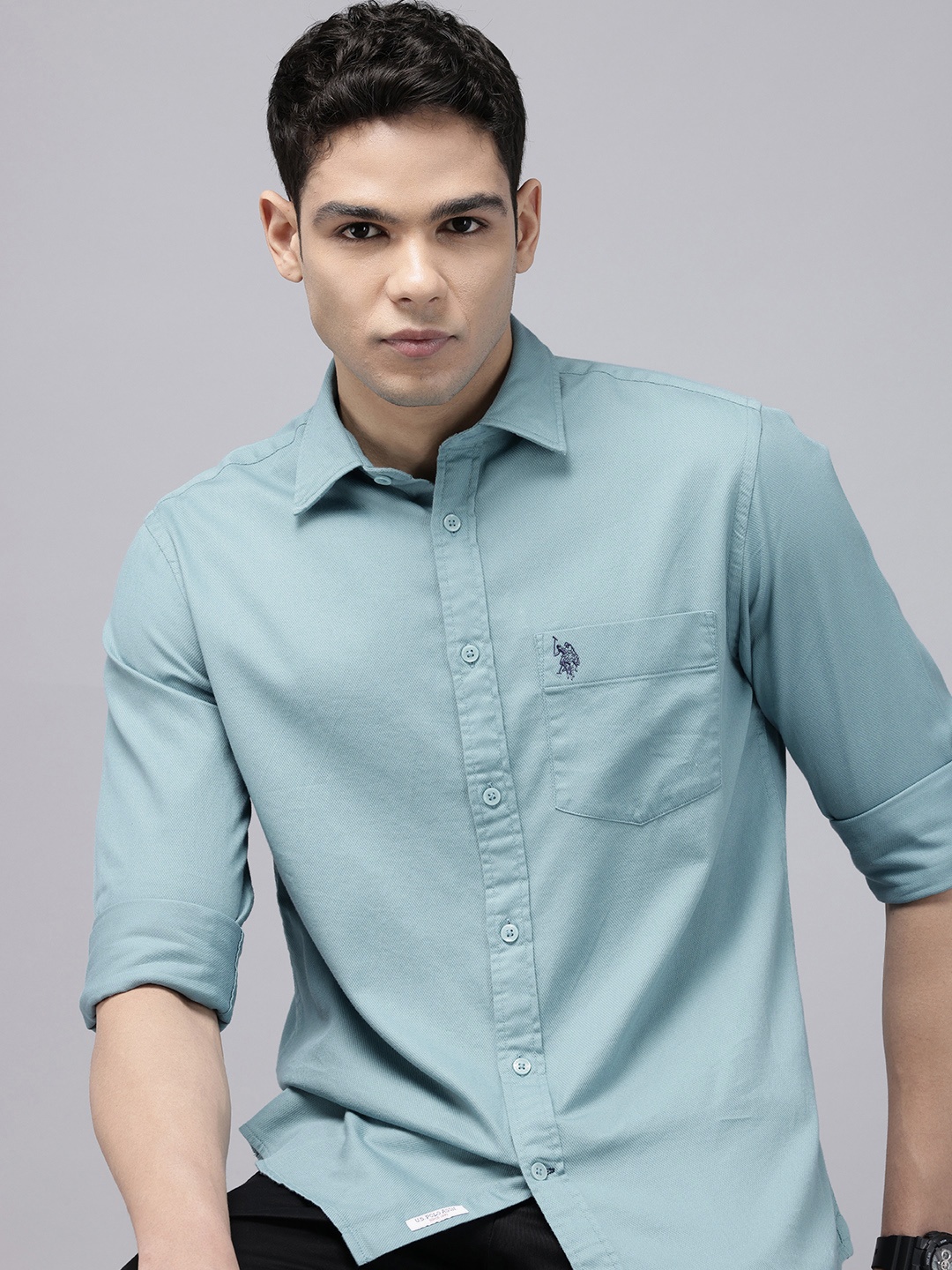 

U.S. Polo Assn. Pure Cotton Tailored Fit Opaque Casual Shirt, Blue