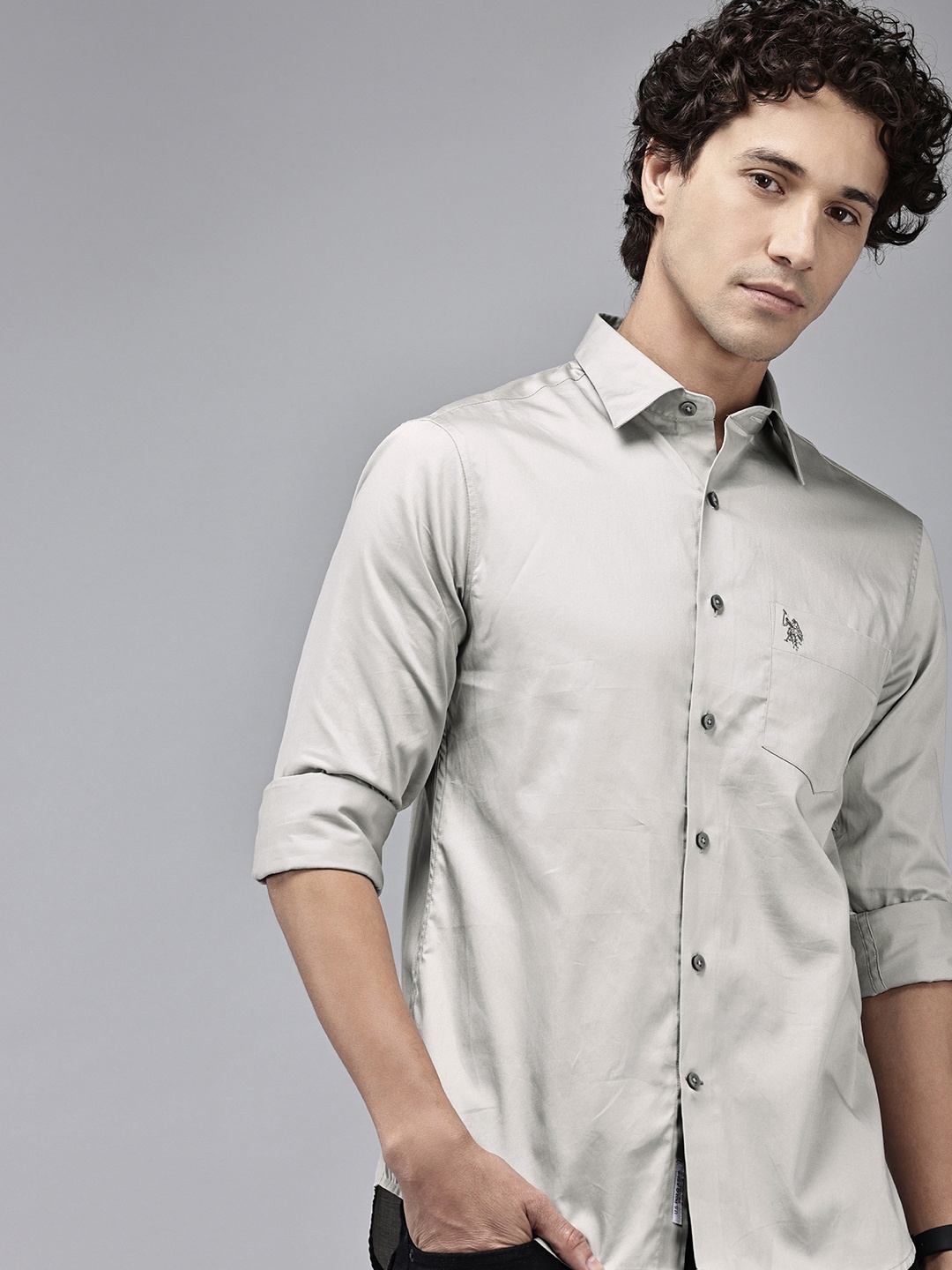 

U.S. Polo Assn. Pure Cotton Tailored Fit Opaque Casual Shirt, Grey