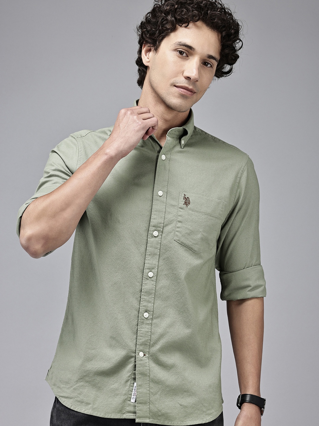 

U.S. Polo Assn. Tailored Fit Button-Down Collar Casual Shirt, Green