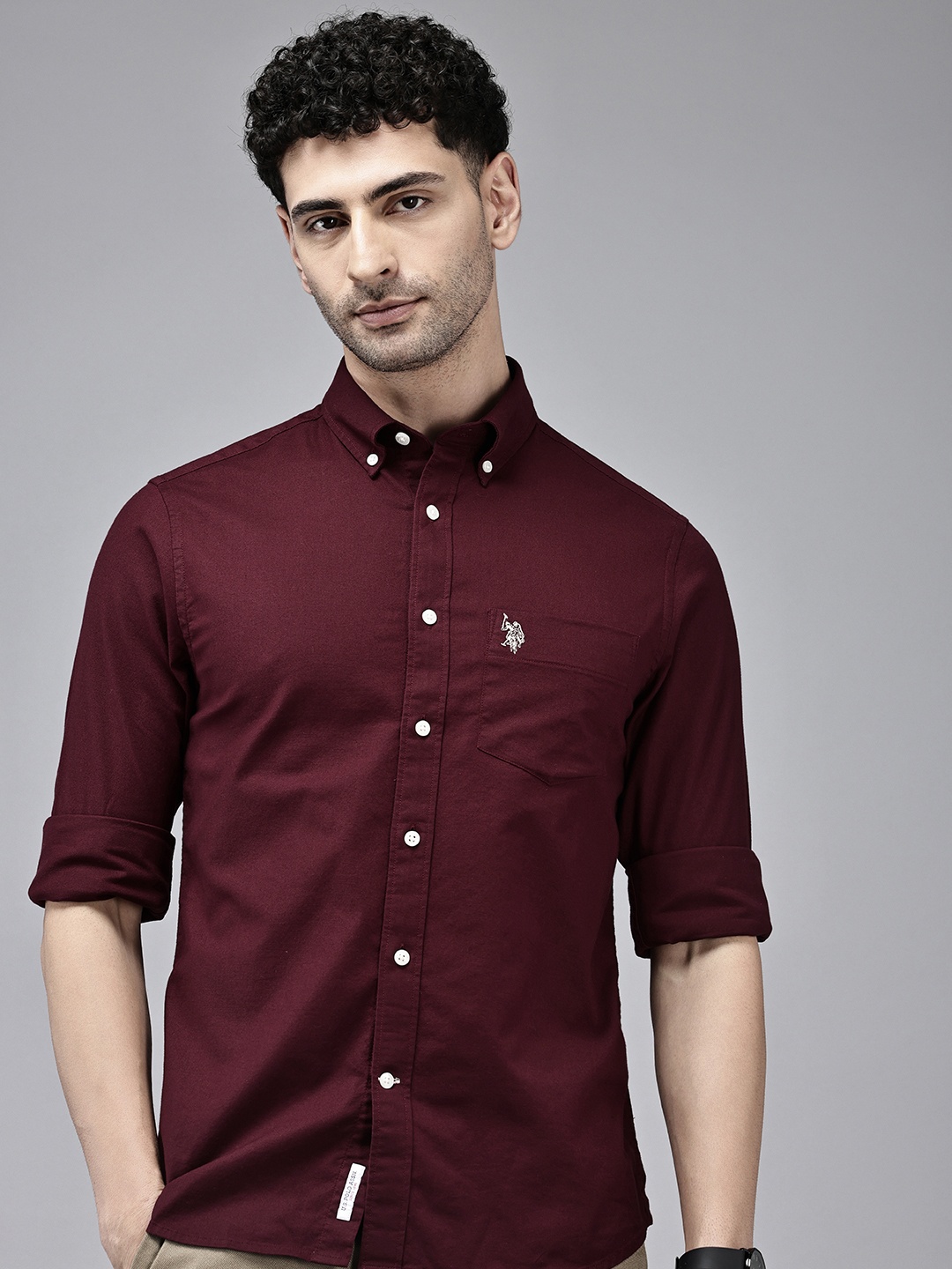 

U.S. Polo Assn. Tailored Fit Button-Down Collar Casual Shirt, Maroon