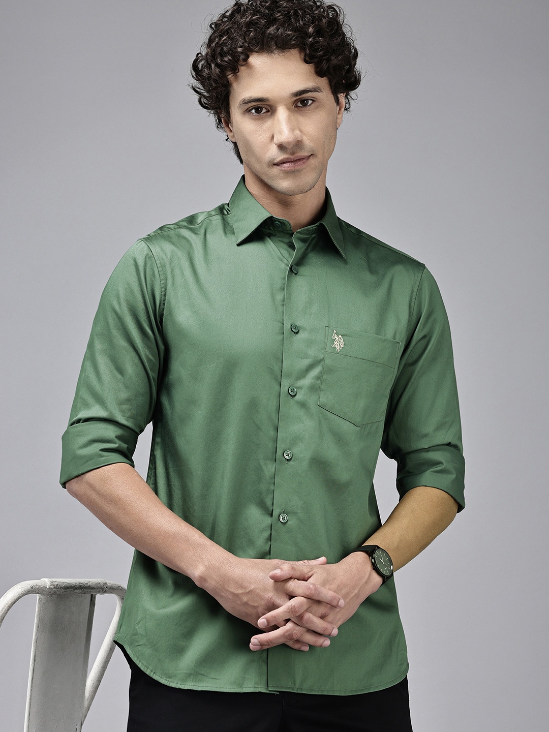 

U.S. Polo Assn. Pure Cotton Tailored Fit Casual Shirt, Green