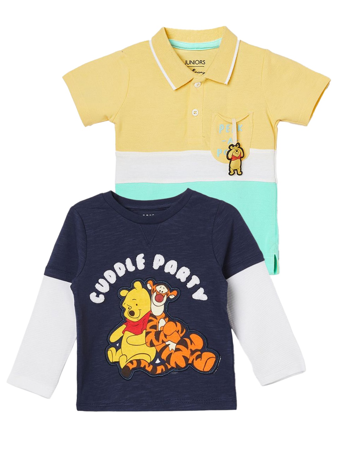 

Juniors by Lifestyle Boys Pack of 2 Winnie The Pooh Printed Applique T-shirt, Navy blue