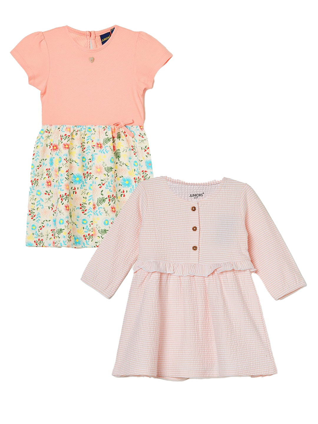 

Juniors by Lifestyle Pack of 2 Floral Print Fit & Flare Dress, Peach