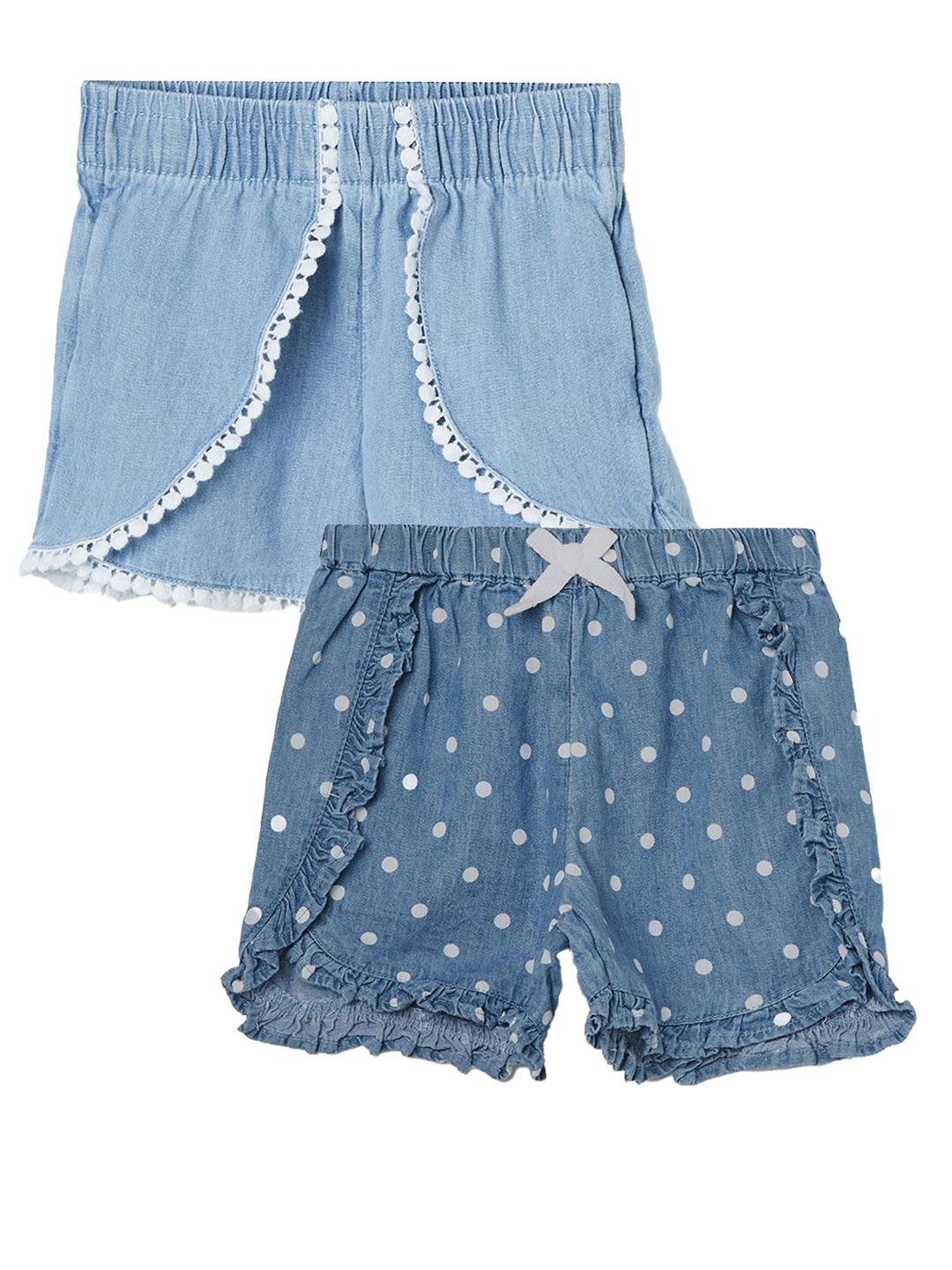 

Juniors by Lifestyle Girls Denim Cotton Shorts- Pack of 2, Blue