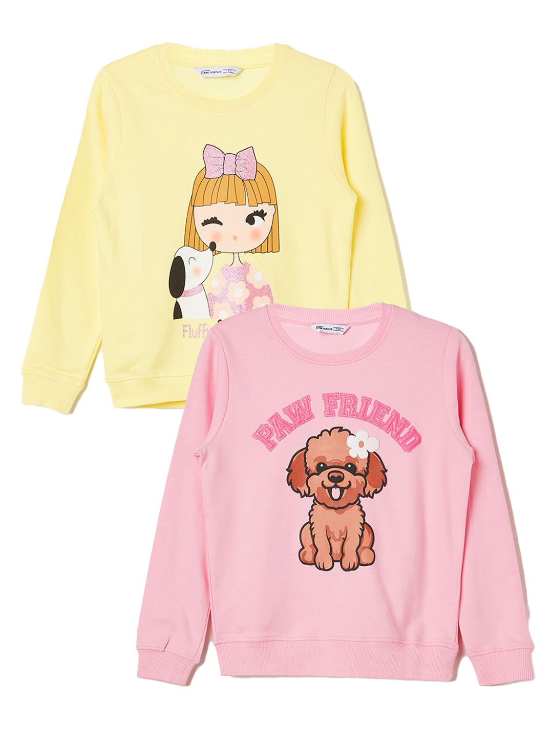 

Fame Forever by Lifestyle Girls Pack of 2 Printed Sweatshirt, Pink