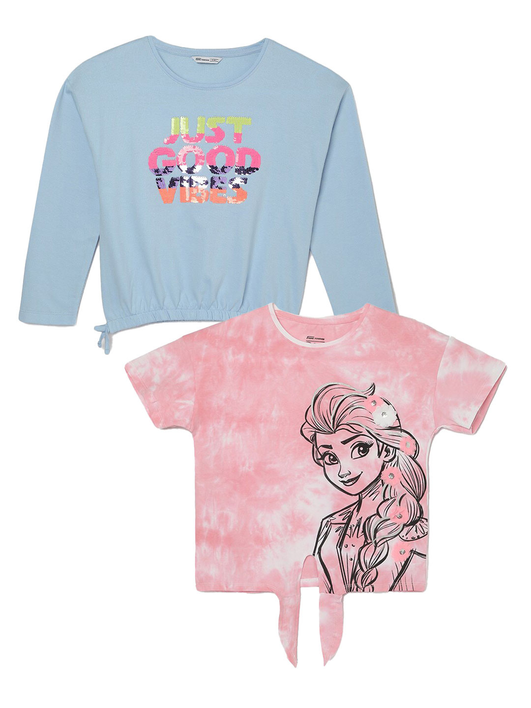 

Fame Forever by Lifestyle Girls Pack of 2 Printed Pockets T-shirt, Blue