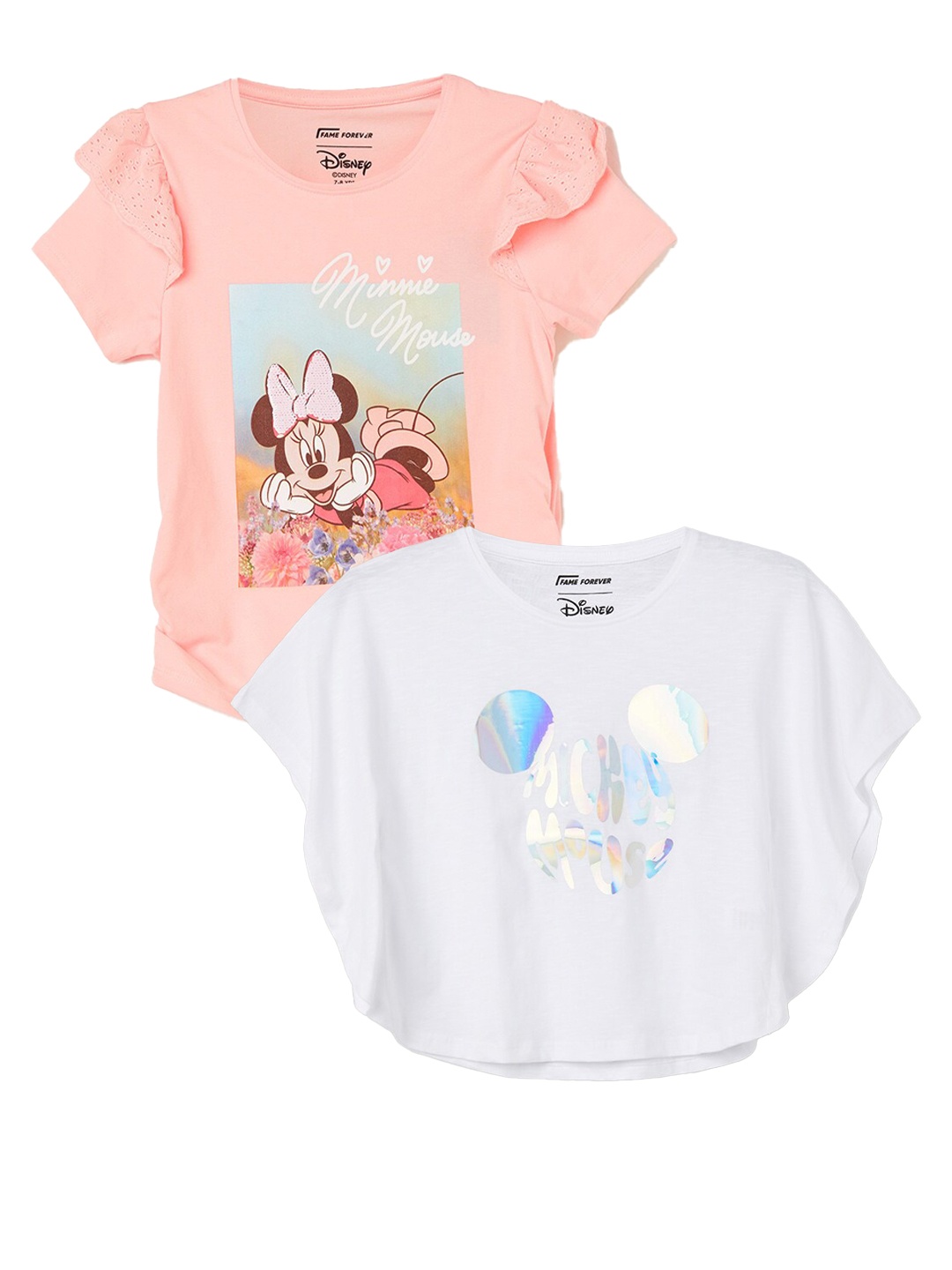 

Fame Forever by Lifestyle Girls Printed Extended Sleeves T-shirt - Pack of 2, White