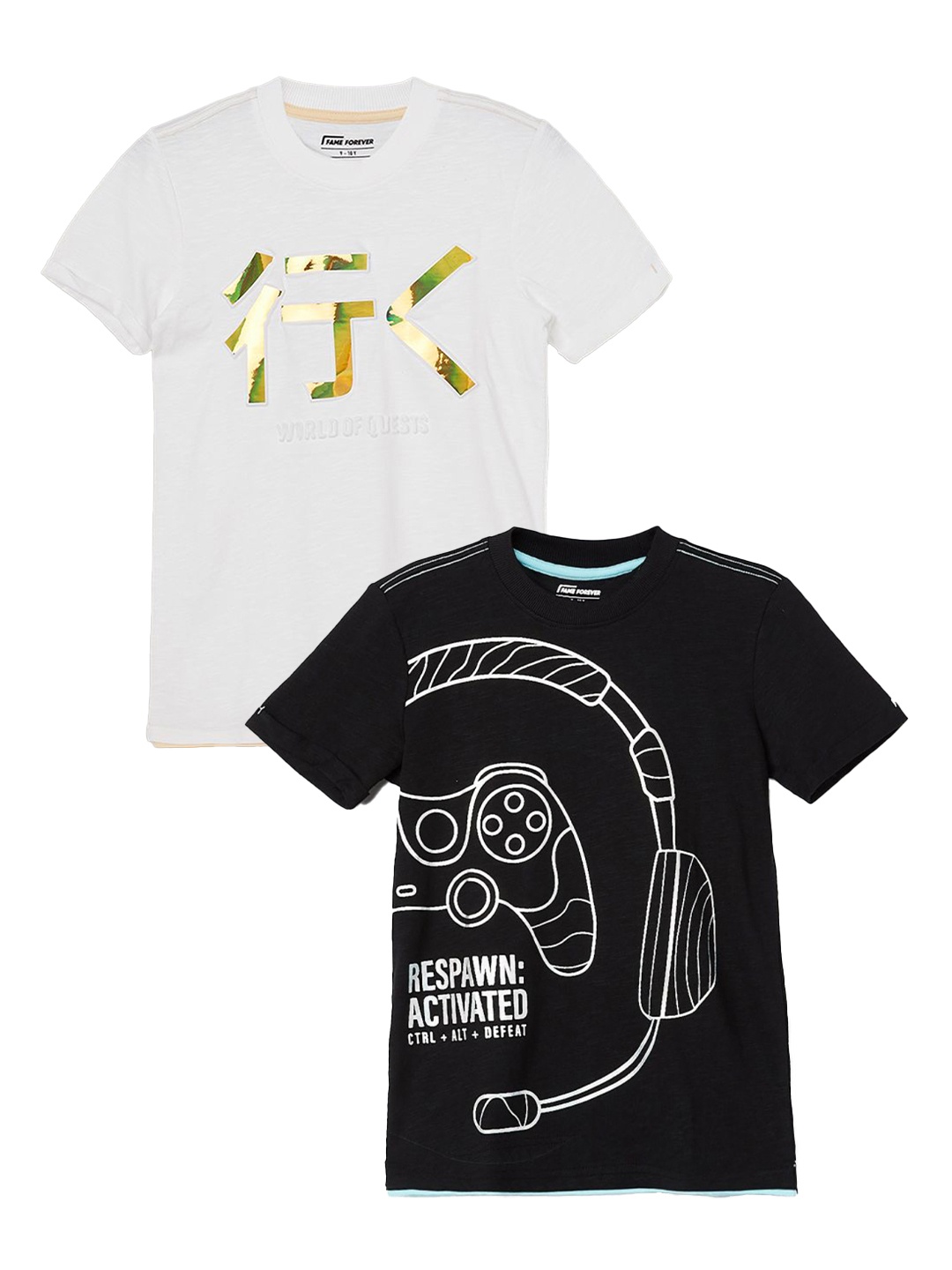 

Fame Forever by Lifestyle Boys Pack of 2 Printed T-shirt, Black