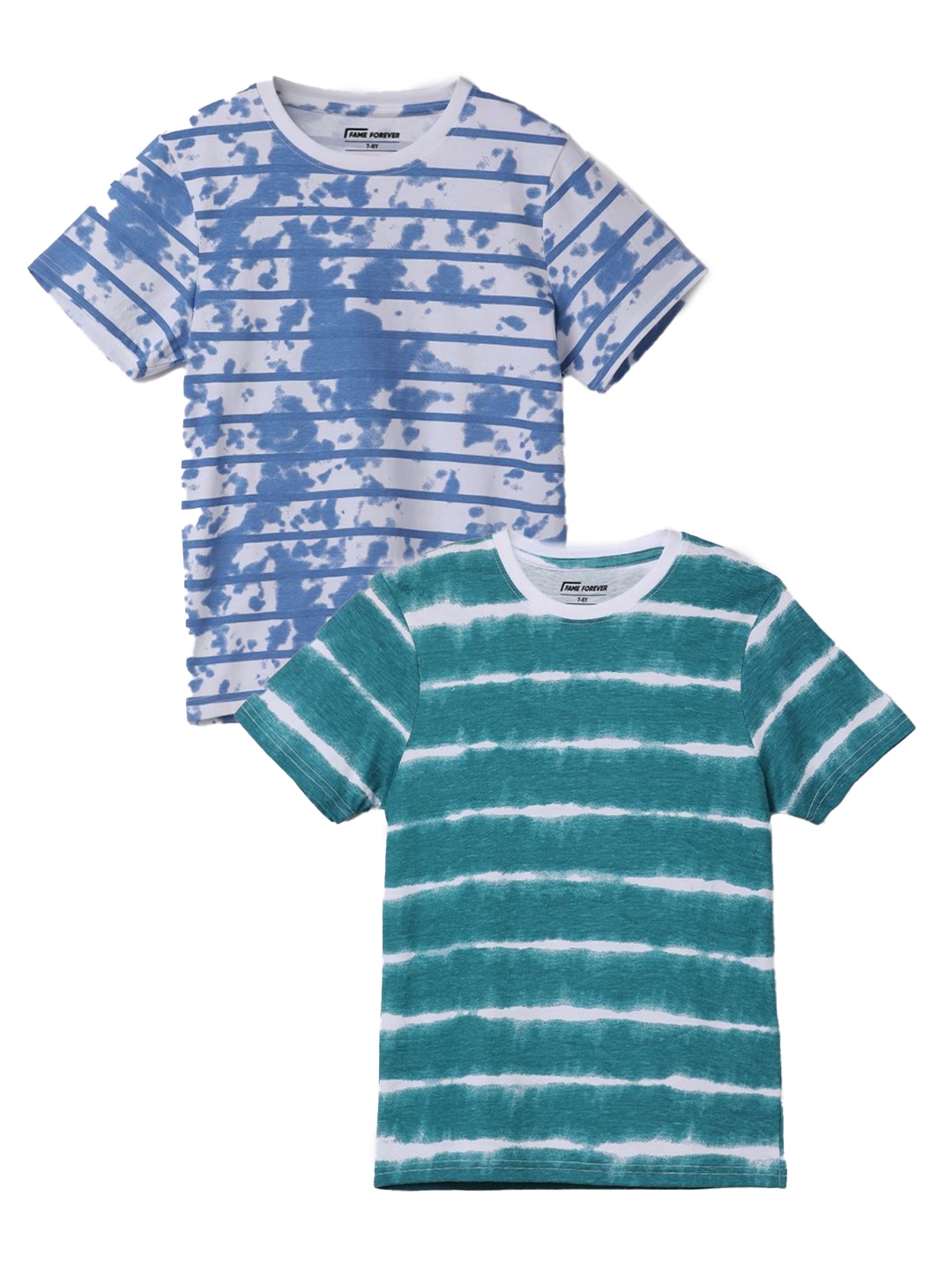 

Fame Forever by Lifestyle Boys Pack of 2 Dry Fit Dyed Round Neck Cotton T-shirt, Blue