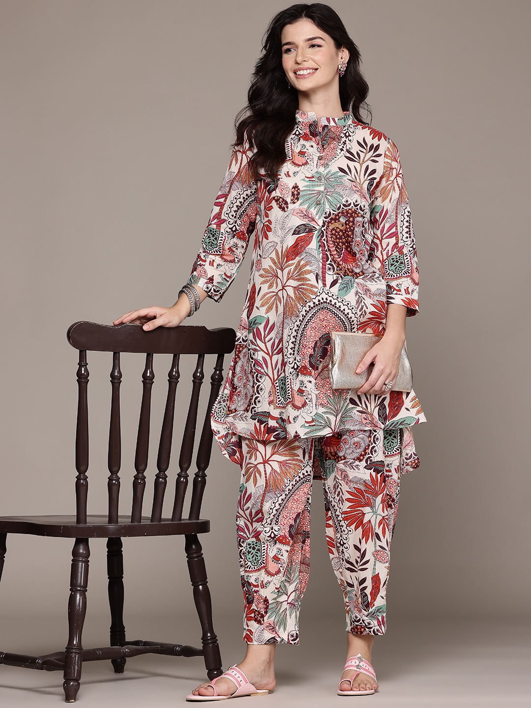 

Readiprint Printed Pure Cotton Tunic With Trousers, White