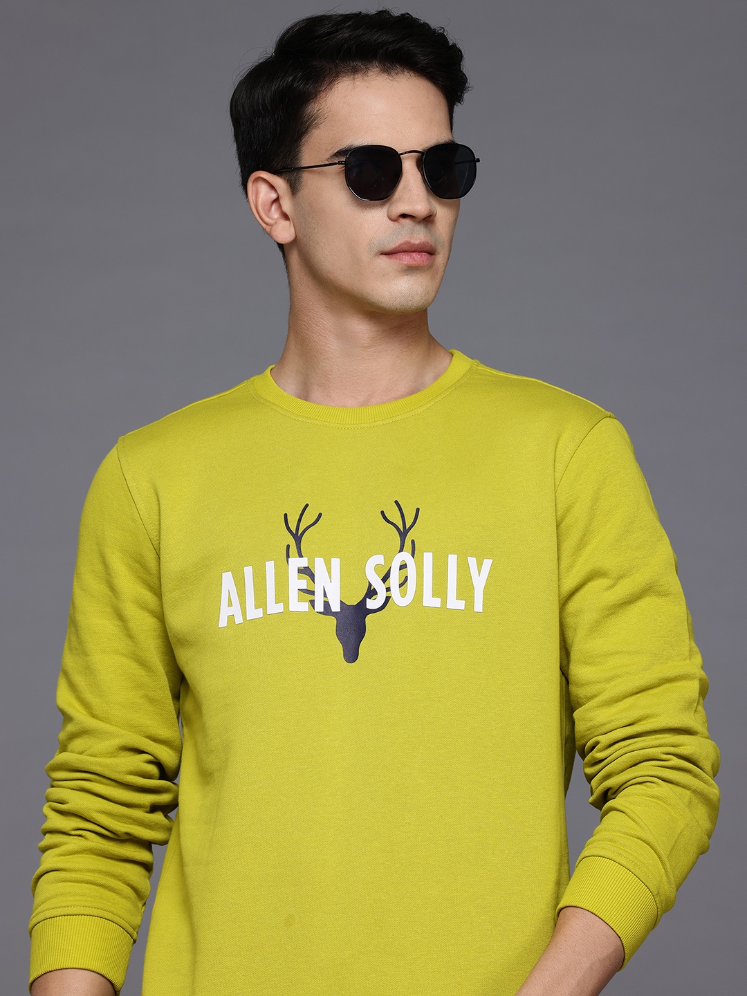 

Allen Solly Round Neck Printed Sweatshirt, Lime green