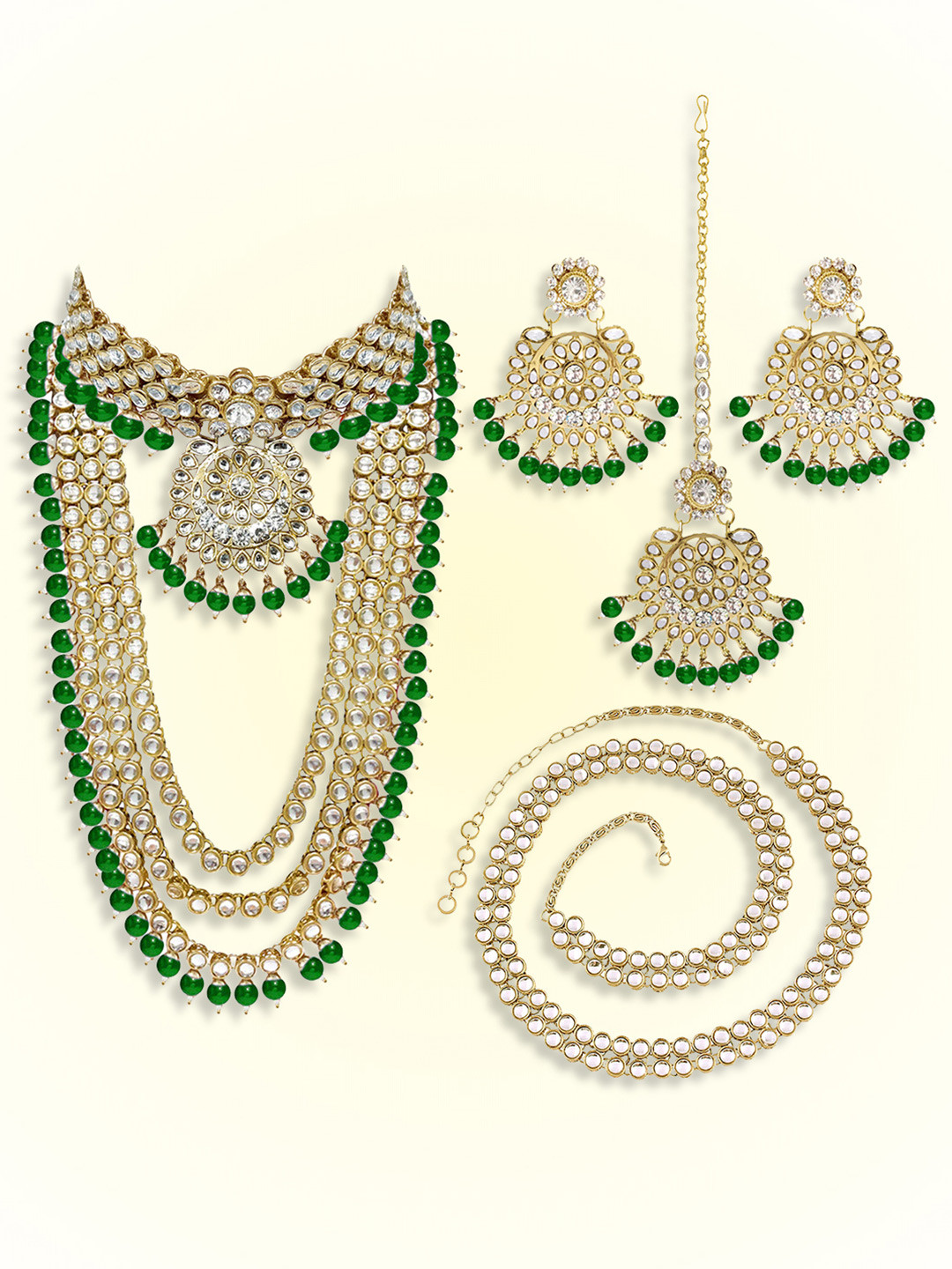 

Peora Gold-Plated Kundan-Studded & Beaded Jewellery Set