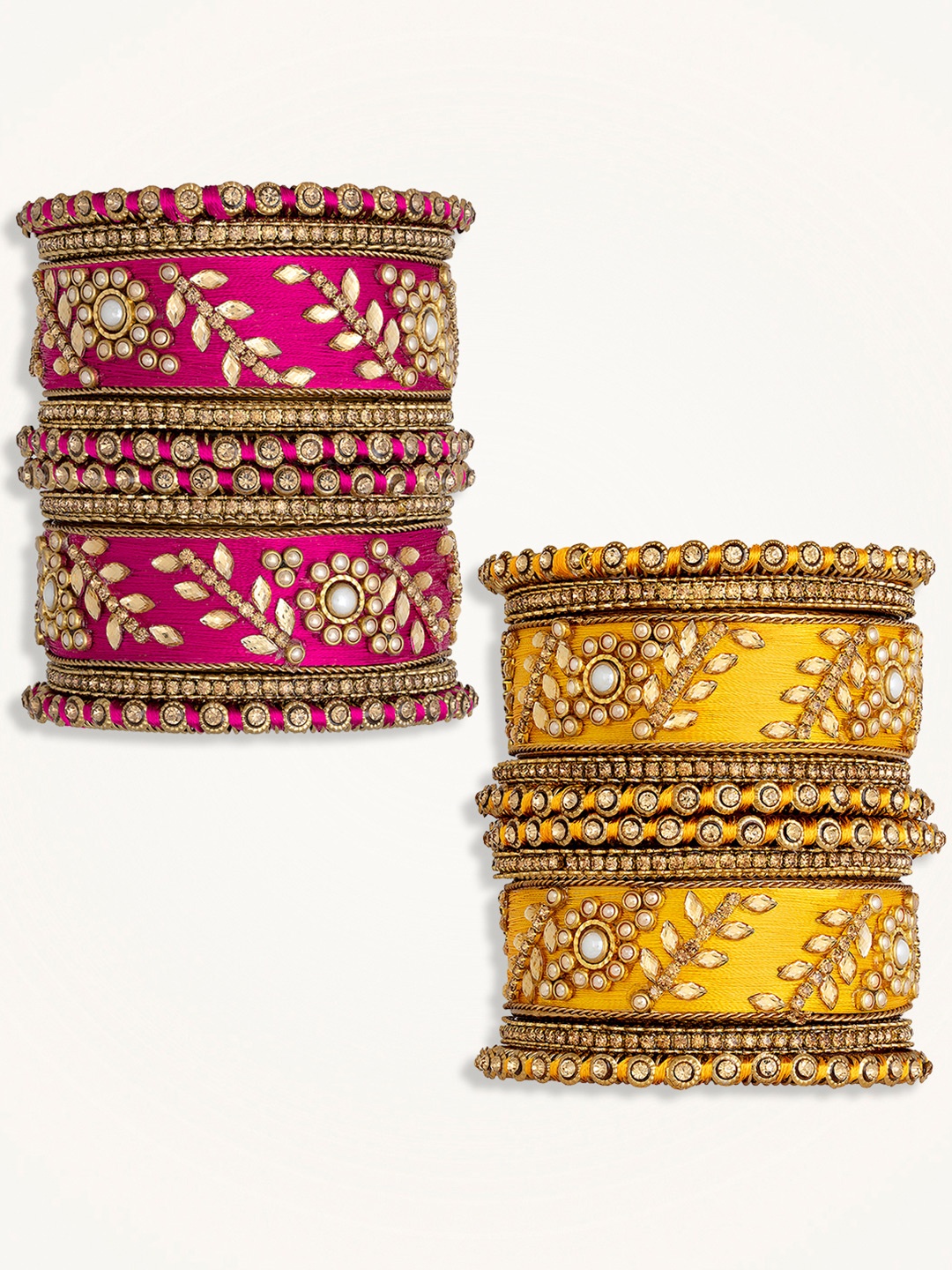 

Peora Set Of 2 Gold-Plated Kundan-Stone Studded Thread Bangles